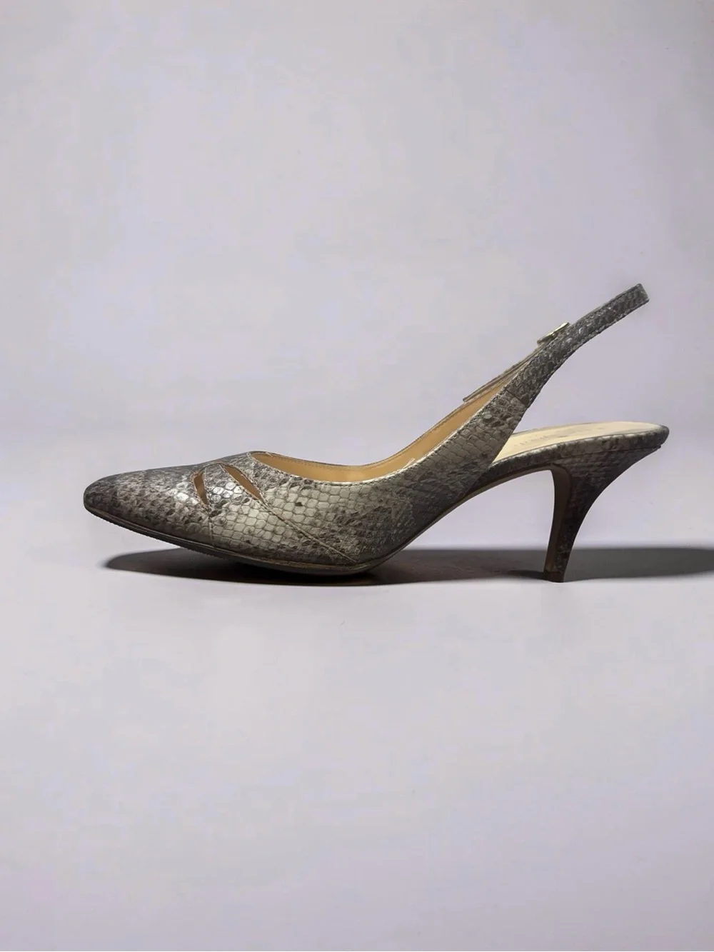 kate spade Gray Textured Slingback Pointed Toe Heels